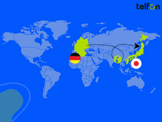 call japan from germany